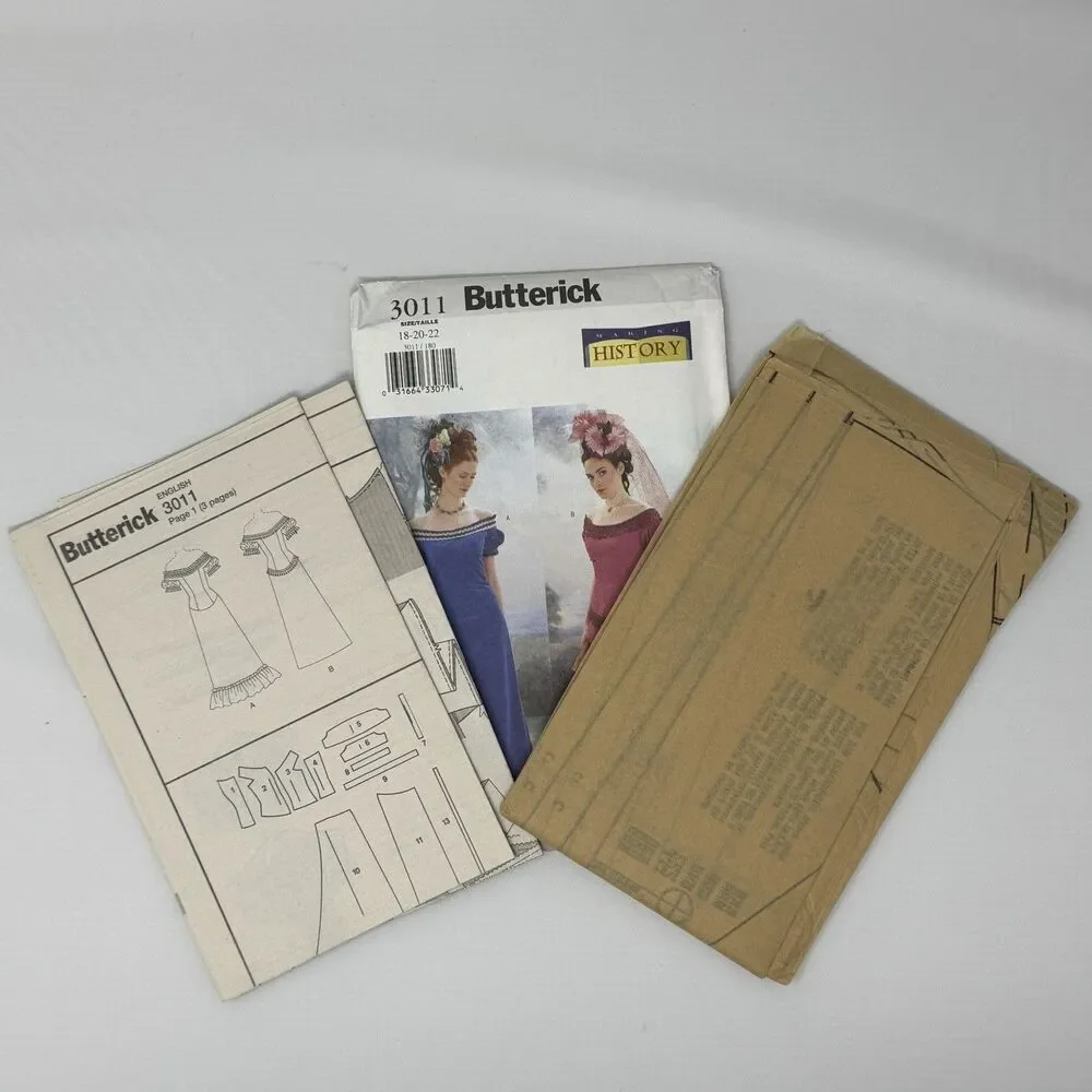 Butterick 3011 Sewing Pattern Edwardian Gown Dress Train Size 18 20 22 History - Picture 9 of 12
